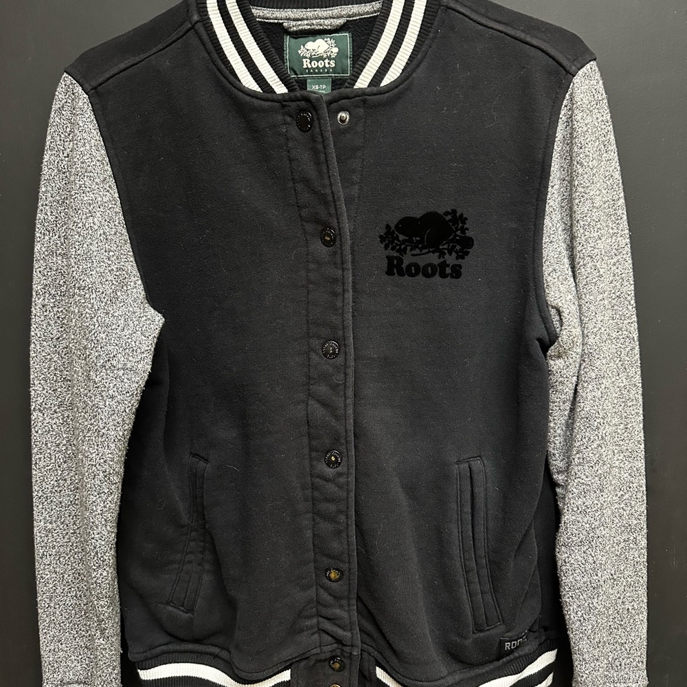 Roots Black and Gray Varsity Jacket
